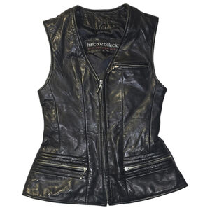 Women's Hurricane Collection Leather Vest XS Black Fitted